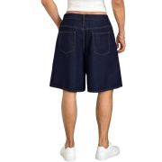 Mid Waist Slant Pockets Baggy Denim Jean Shorts