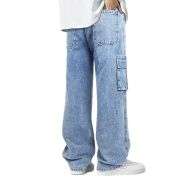 Men’s Drawstring Waist Wide-Leg Baggy Jeans