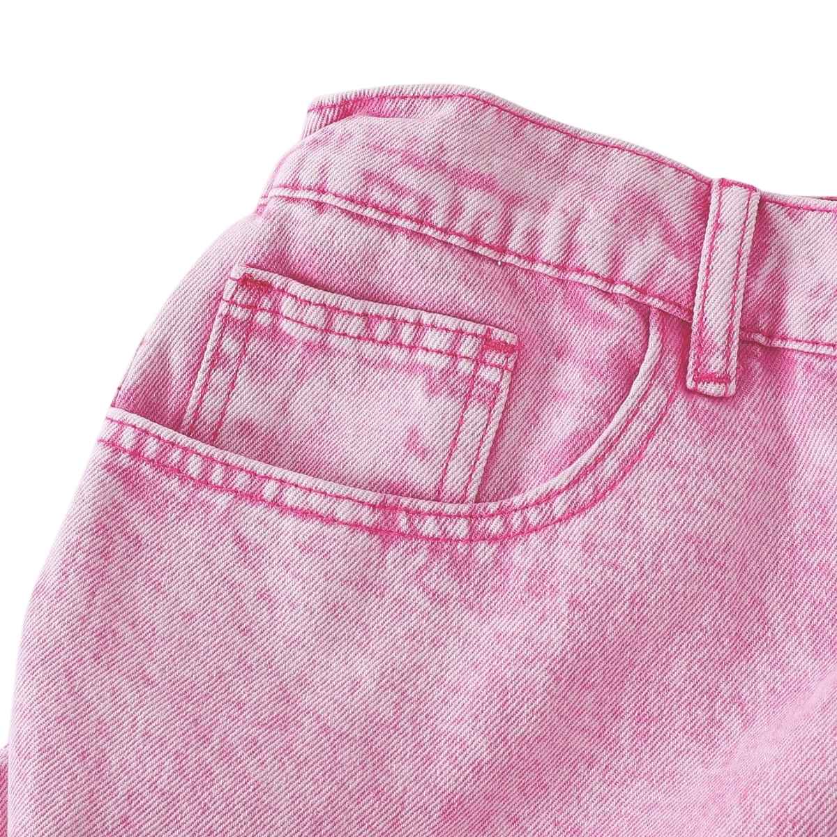 Women’s High Waisted Distressed Heart Pattern Wide Leg Jeans