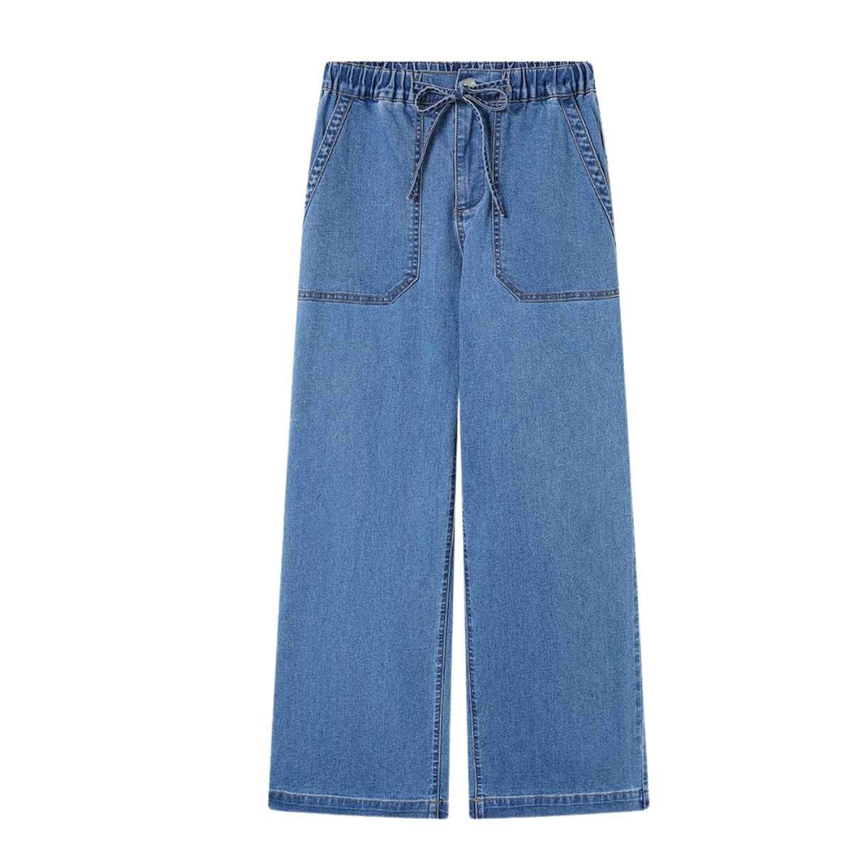 Women’s High-Waisted Wide-Leg Drawstring Jeans