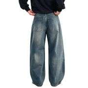 Men’s Y2K Relaxed Fit Wide Leg Skater Streetwear Barrel Baggy Jeans