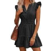Women’s Ruffle Sleeve Denim Mini Dress