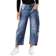 Women’s High-Waisted Distressed Barrel Leg Jeans