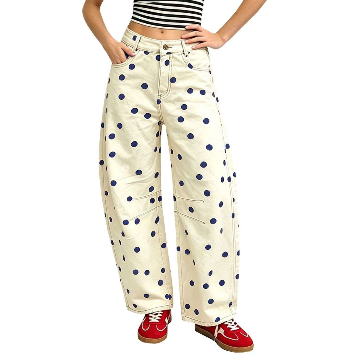Vintage Polka Dot Barrel Jeans