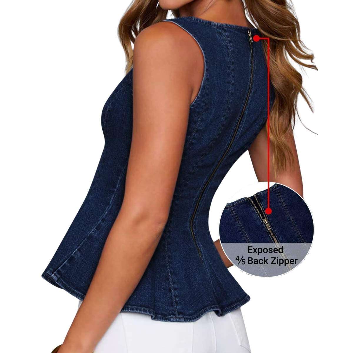 Women’s Denim Peplum Tank Top