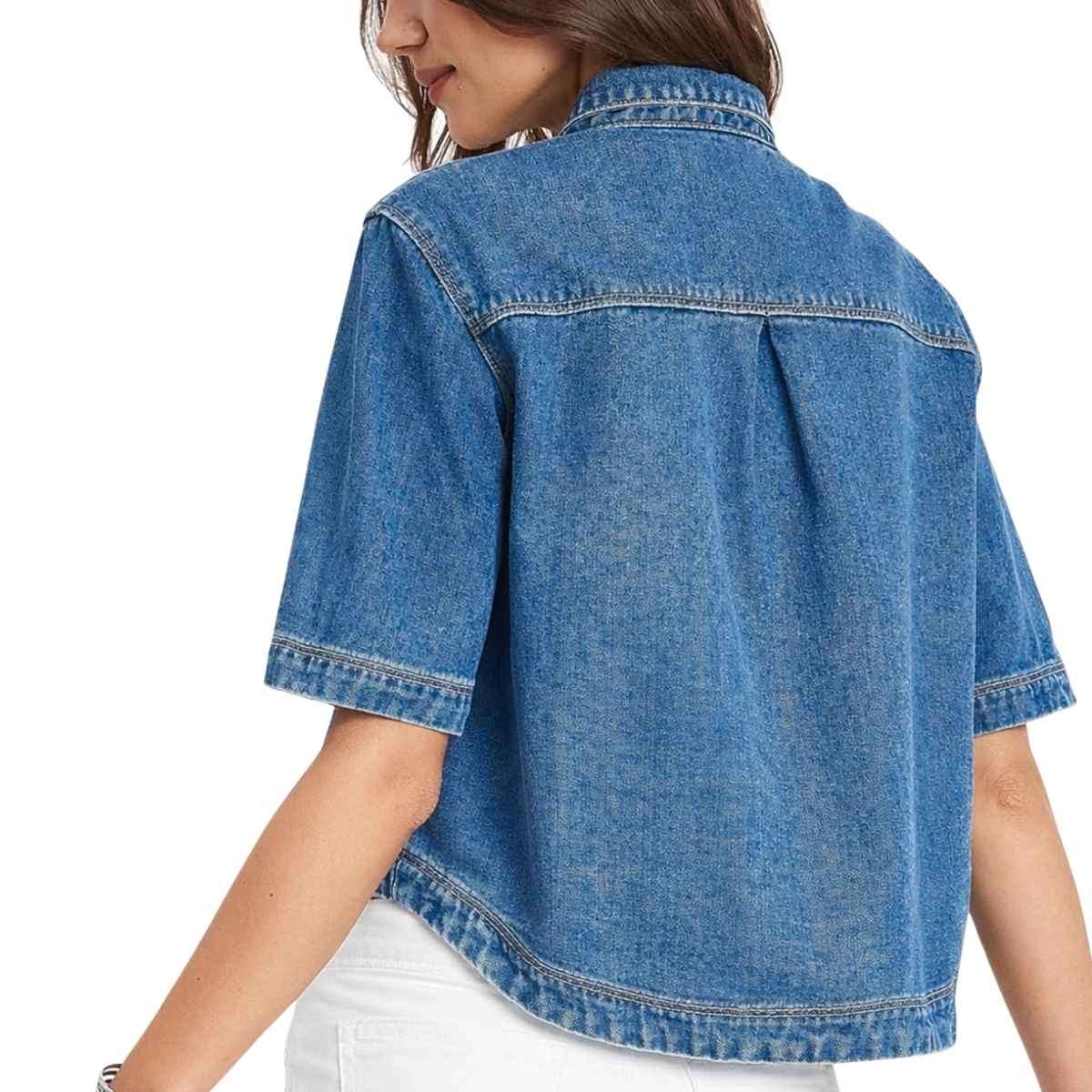Women’s Casual Short Sleeve Denim Shacket