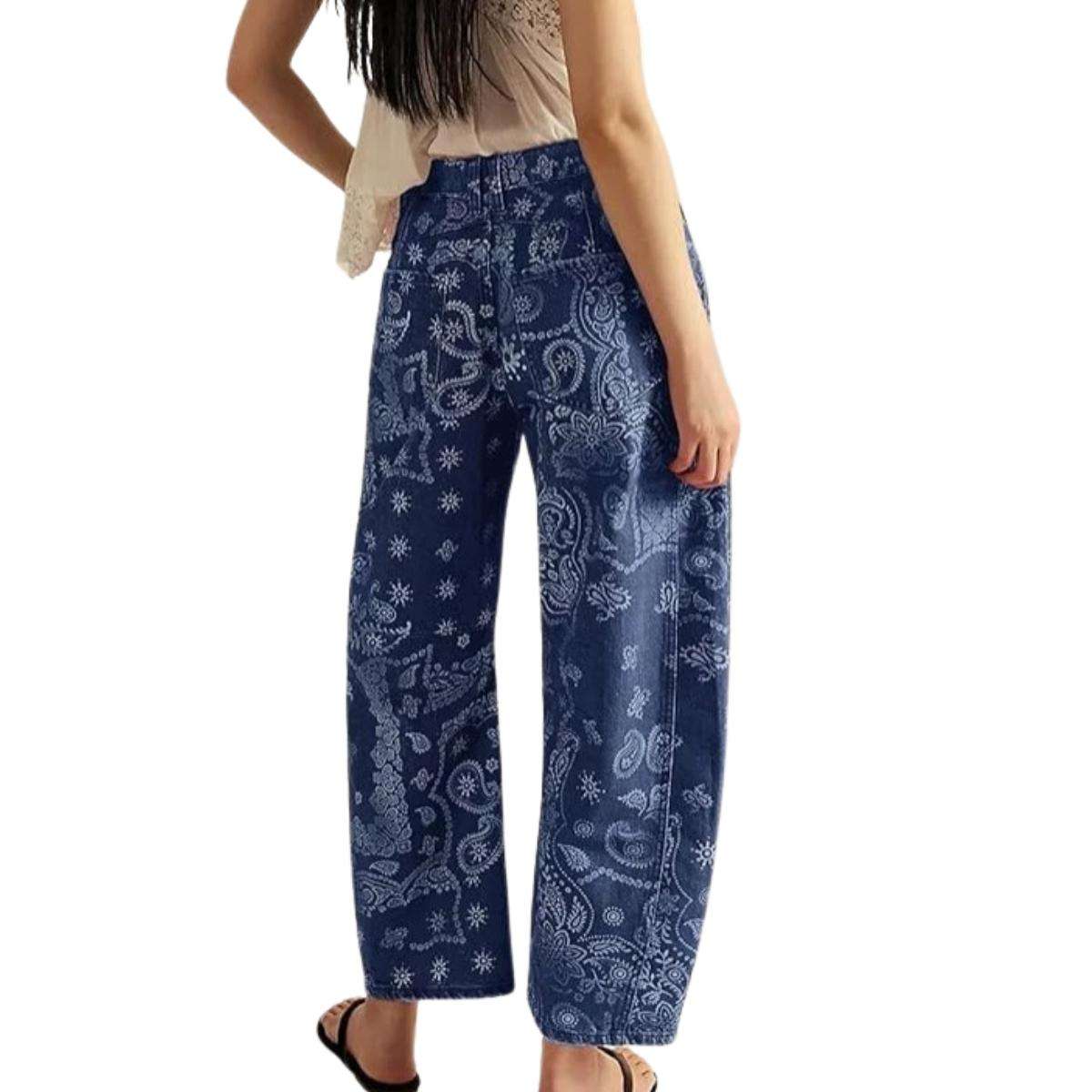Women’s Floral Print Baggy Barrel Jeans