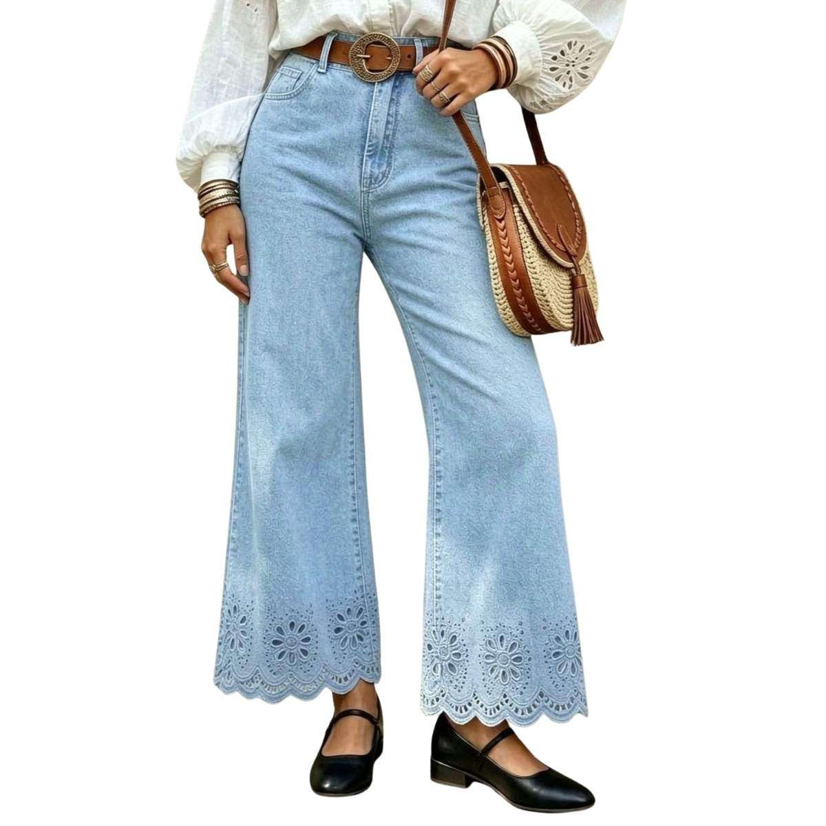 Women’s Embroidered Wide Leg Jeans
