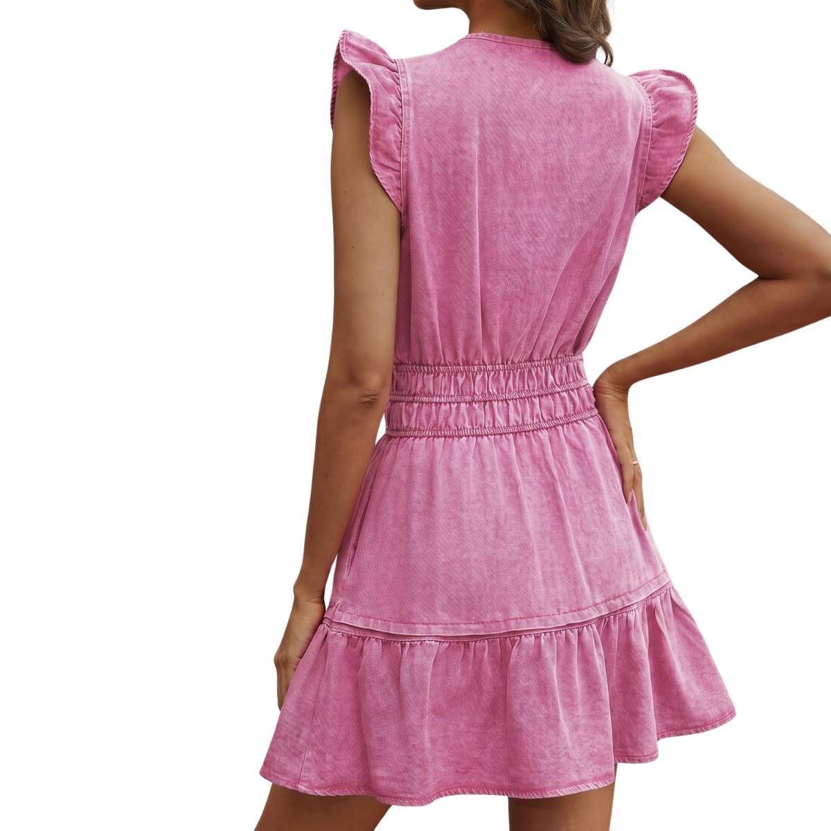 Women’s Ruffle Sleeve Denim Mini Dress