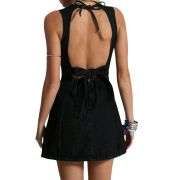 Y2K Bow Tie Open Back Denim Mini Dress