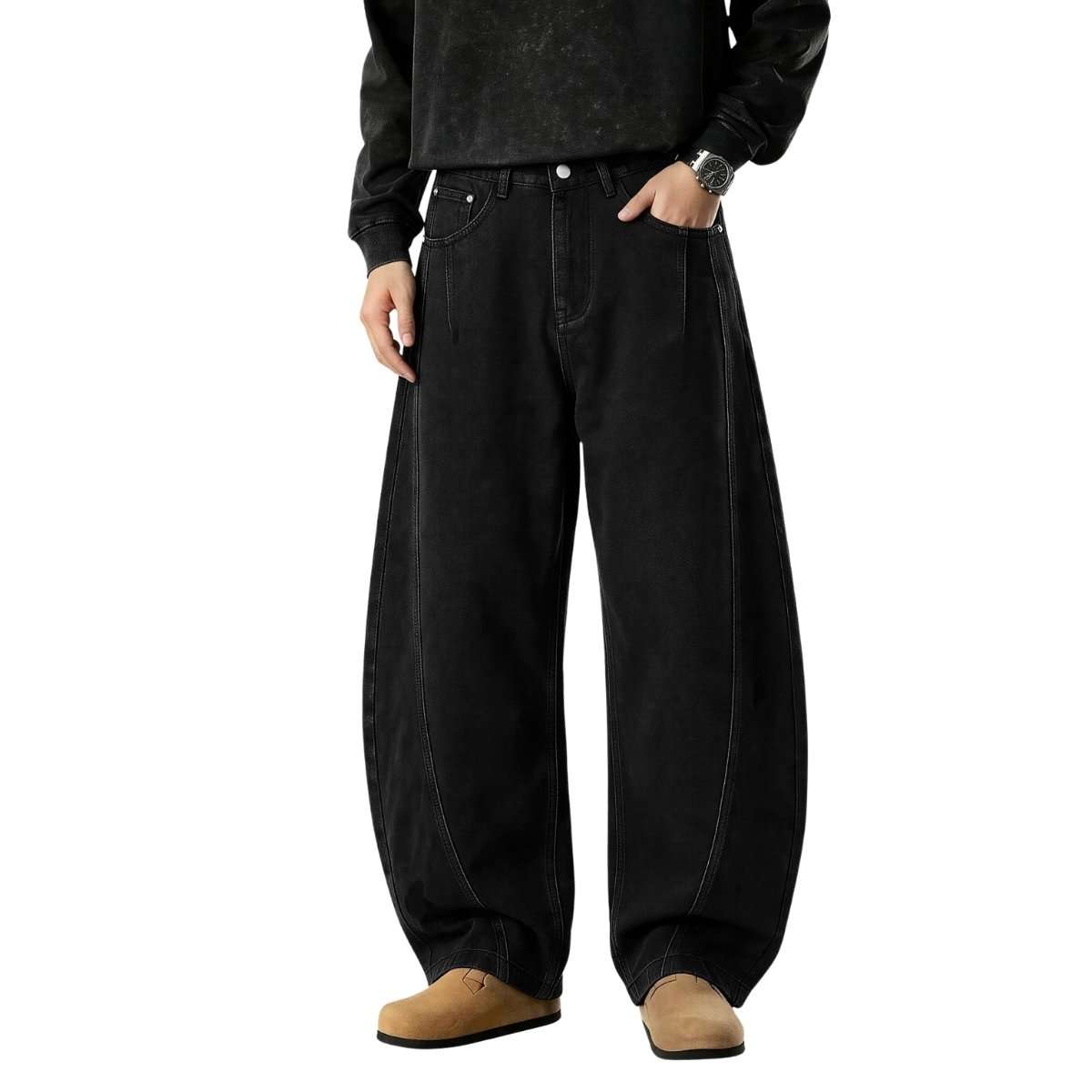 Men’s Y2K Relaxed Fit Wide Leg Skater Streetwear Barrel Baggy Jeans