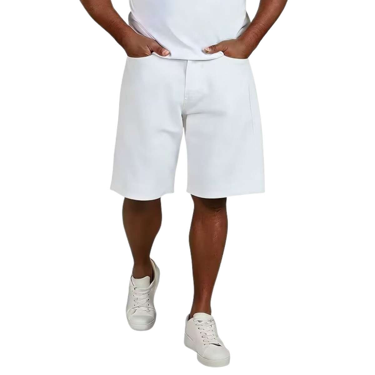 Mid Waist Slant Pockets Baggy Denim Jean Shorts
