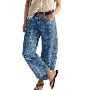 Women’s Floral Print Baggy Barrel Jeans