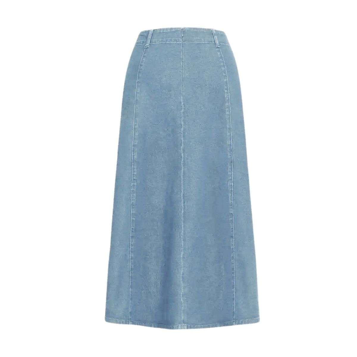 High-Waisted Flowy A-Line Long Denim Maxi Skirt