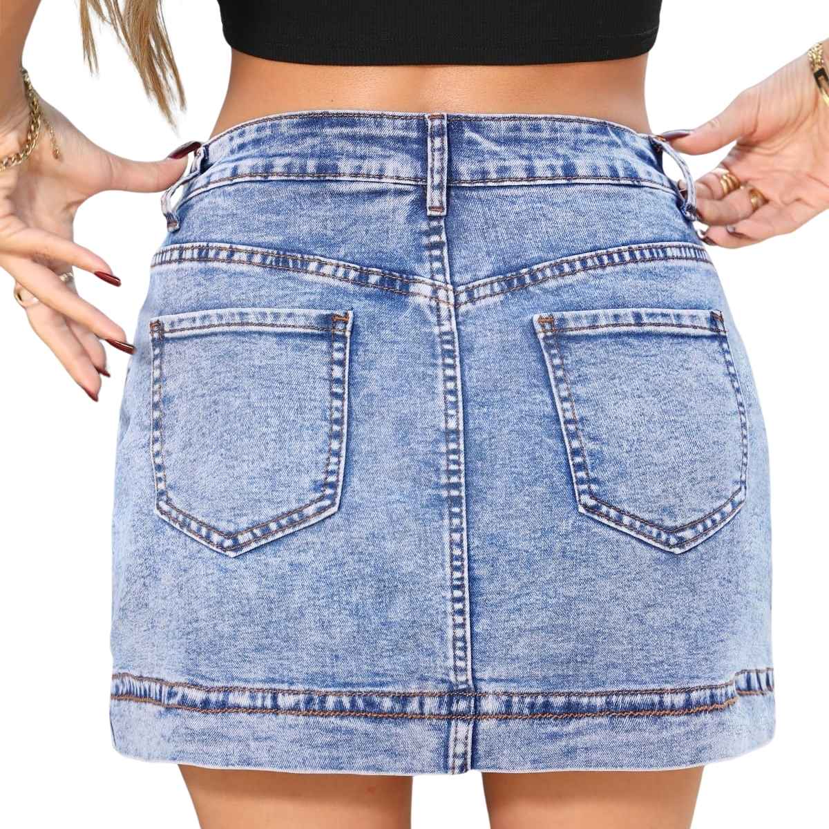 Women’s Denim Mini Skirt with Built-In Shorts