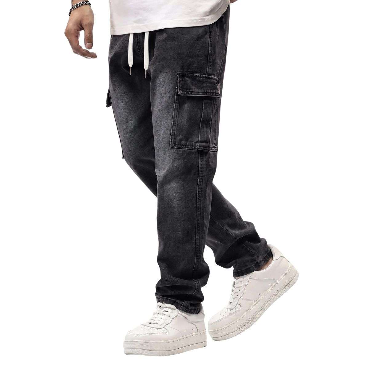 Men’s Elastic Waist Cargo Jeans
