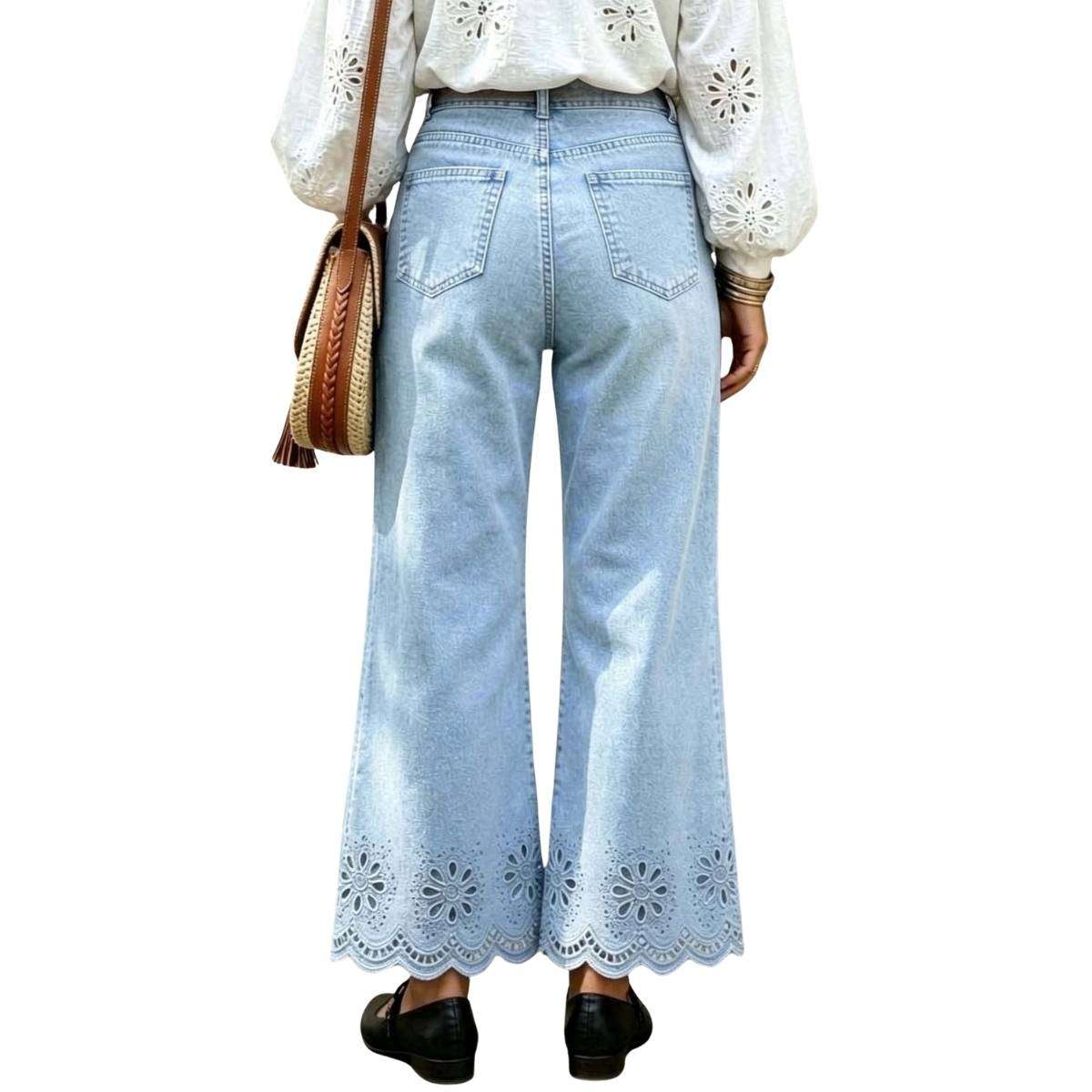Women’s Embroidered Wide Leg Jeans
