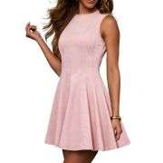 Women’s Sleeveless Slim Fit A-Line Tank Denim Babydoll Mini Dress