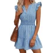 Women’s Ruffle Sleeve Denim Mini Dress