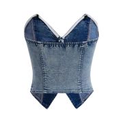 Women’s Y2K Button Down Corset Backless Sweetheart Neck Denim Tube Top