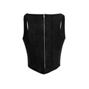 Women’s AsymmetricalSquare Neck Zip Back Denim Corset Crop Top