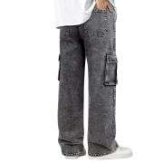 Men’s Drawstring Waist Wide-Leg Baggy Jeans