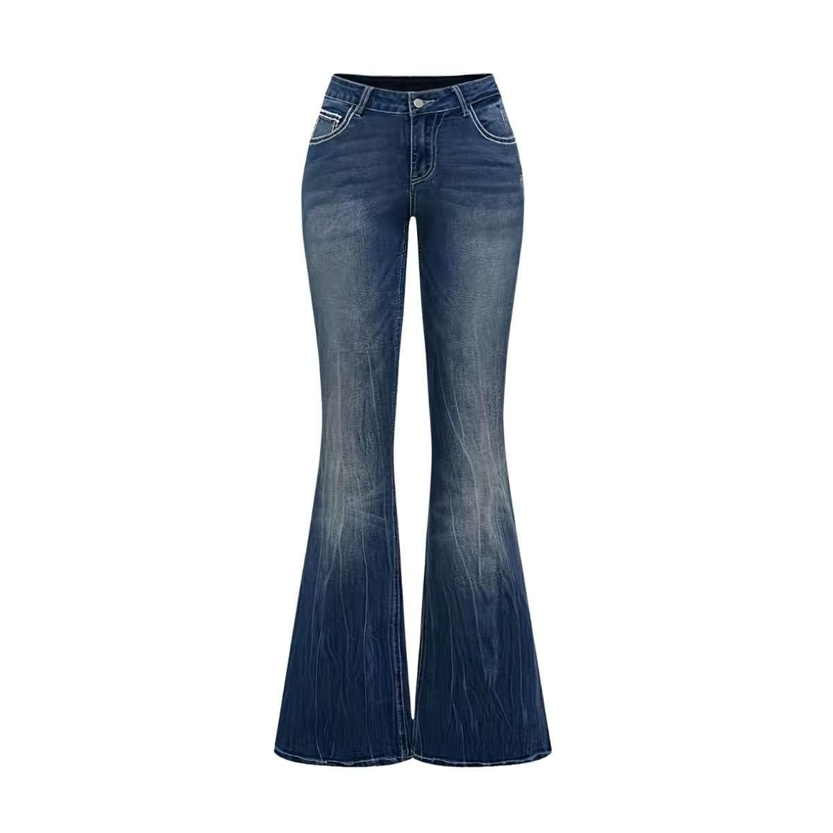 Women’s Embroidered Y2K High Waist Stretchy Flared Jeans