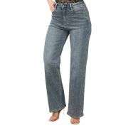 Y2K High Waisted  Stretch Rhinestone Wide Leg Jeans