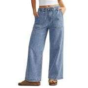 Women’s High-Waisted Wide-Leg Drawstring Jeans