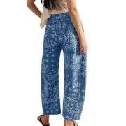 Women’s Floral Print Baggy Barrel Jeans