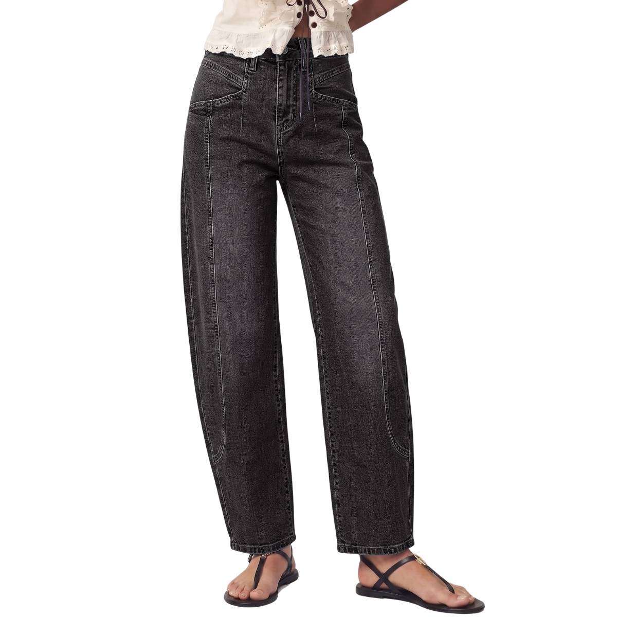 Relaxed Fit High Waisted Barrel Jeans
