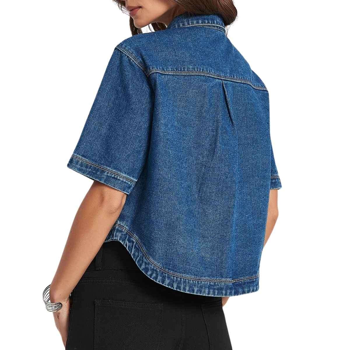 Women’s Casual Short Sleeve Denim Shacket