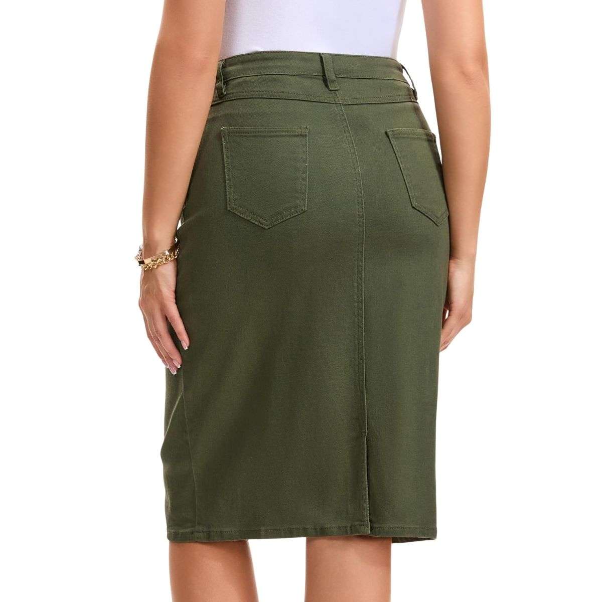 Women’s High Waisted Denim Midi Skirt