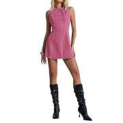 Y2K Bow Tie Open Back Denim Mini Dress