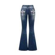 Women’s Embroidered Y2K High Waist Stretchy Flared Jeans