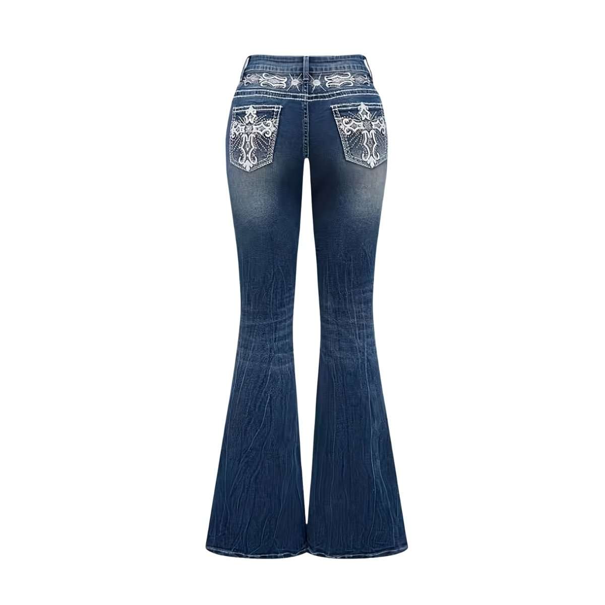 Women’s Embroidered Y2K High Waist Stretchy Flared Jeans