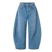 Women’s Y2K Elastic Waist Boyfriend Barrel Leg Jeans