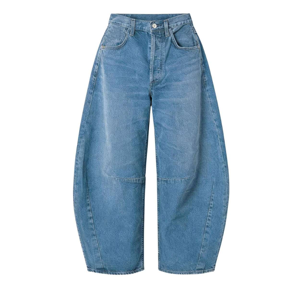 Women’s Y2K Elastic Waist Boyfriend Barrel Leg Jeans
