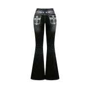 Women’s Embroidered Y2K High Waist Stretchy Flared Jeans