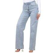 Y2K High Waisted  Stretch Rhinestone Wide Leg Jeans