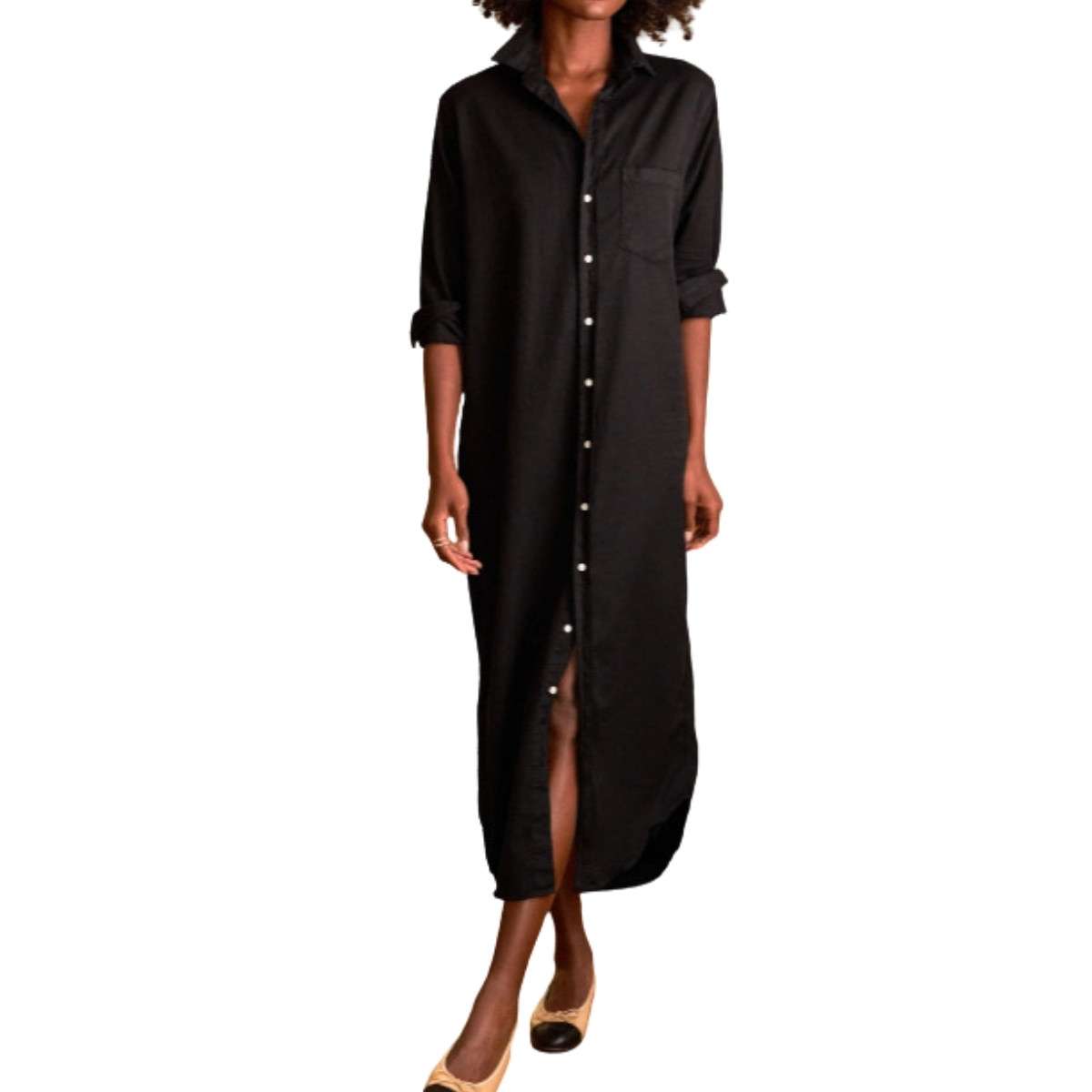 Women’s Distressed Long Sleeve Button Down Denim Shirt Dress