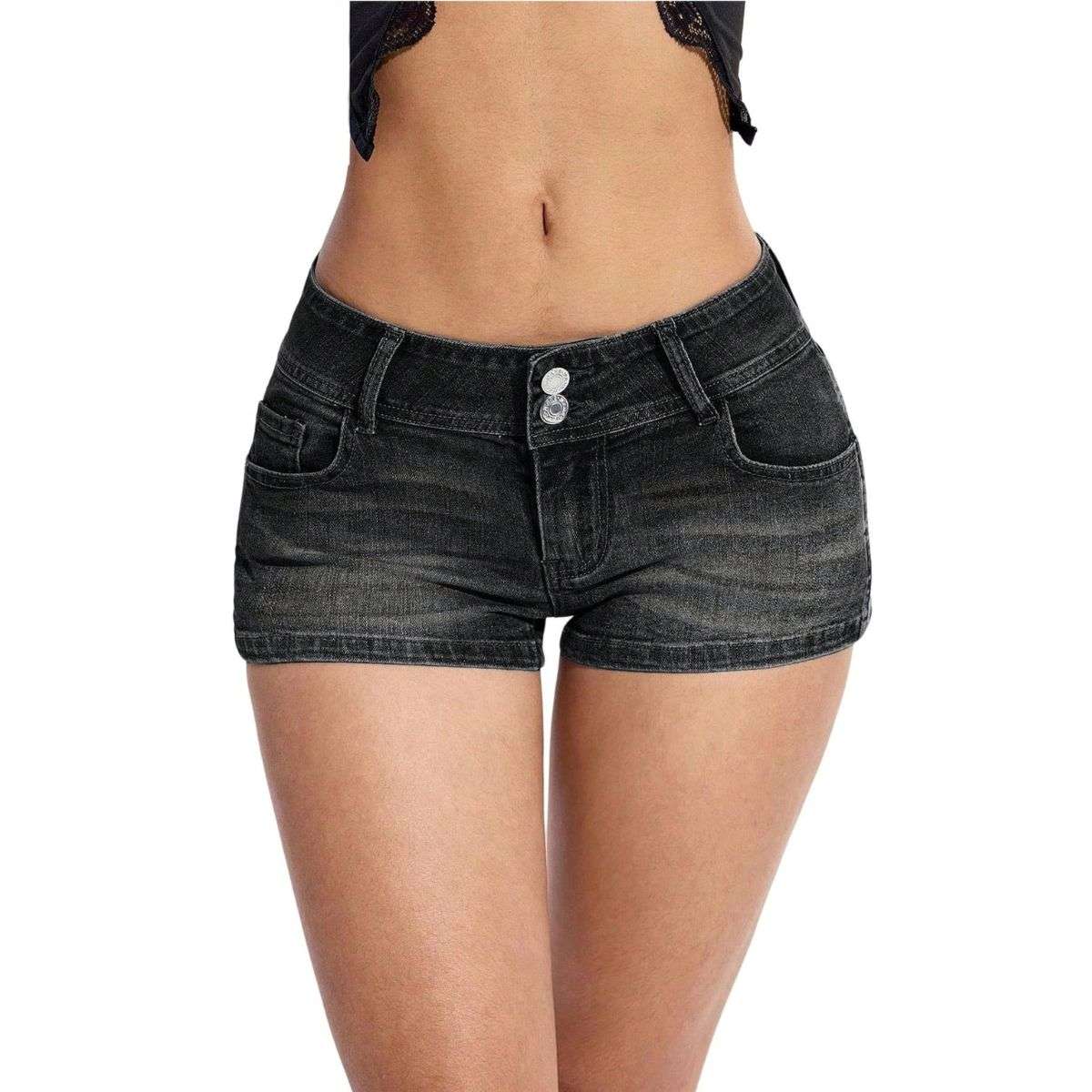 Women’s Low Rise Y2K Stretch Denim Shorts
