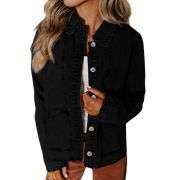 Women’s Relaxed Ruffle Trim Denim Shirt Jacket