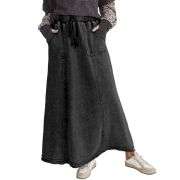 Women’s High Waist Acid Wash Distressed Long Denim Skirt