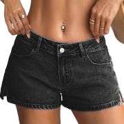 Women’s Low Rise Side Slit Ultra Short Denim Shorts