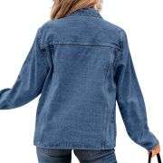 Women’s Relaxed Ruffle Trim Denim Shirt Jacket