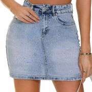 Women’s Rhinestone Stretch Sparkly Y2K Denim Mini Skirt
