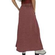 Women’s High Waist Acid Wash Distressed Long Denim Skirt