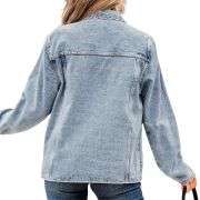 Women’s Relaxed Ruffle Trim Denim Shirt Jacket