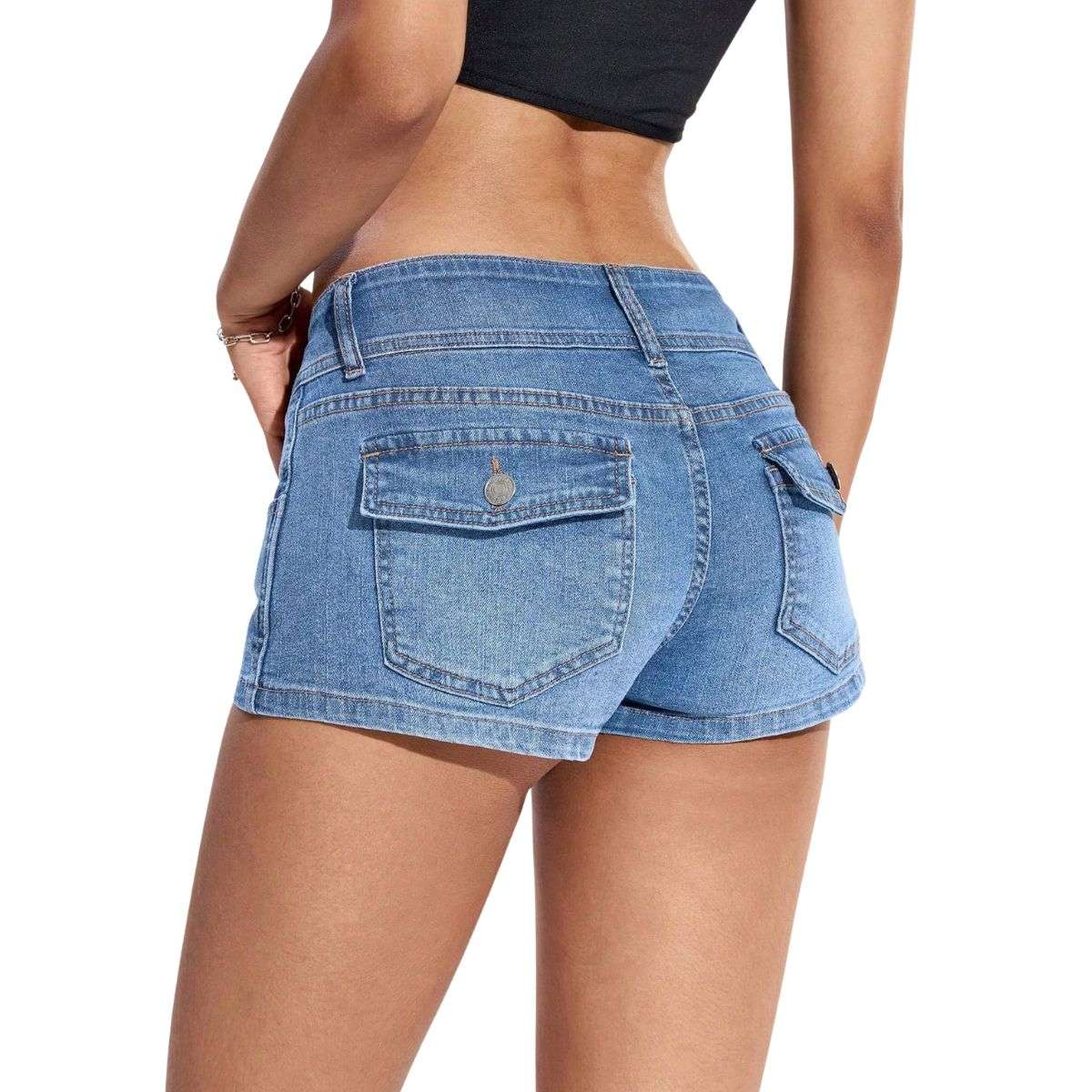 Women’s Low Rise Y2K Stretch Denim Shorts
